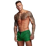 Redqenting Herren Badeshorts Quick Dry Funny Badeshorts Boardshorts mit Triangel Mesh-Futter (Regular & Extended Sizes) - Grün - X-S