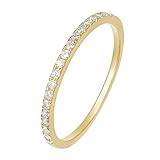 Zakk Eternity Ring Damen Ewigkeitsringe Vorsteckring Schmal Silber 925 Zirkonia Gelbgold Vergoldung Verlobungsringe Eheringe Trauringe Memoire Ring(Gelbgold,45 (14.3))