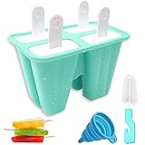 Eis am Stiel Schimmel, 4-Kammer Silikon Popsicle Formen, Eiscremeformen für Kinder, Eisformen Formen Set, BPA Frei, Stieleisformer Wiederverwendbar, Perfekt für Kinder und Erw