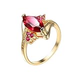Epinki Verlobung Ringe, Freundschaftsringe Vintage Zirkonia Rose Rot, Vergoldet Pärchen Ringe als Geschenke für Freund, Rose Rot, Gr.54 (17.2)