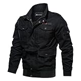 CCOOfhhc Herren Arbeitsjacke Workwear Übergangsjacke Winter Dick Fleece Gefüttert Cargo Jacke Feldjacke Bomberjacke Übergangsmantel Stehkragen Baumwoll Blouson Windbreaker mit Multi T