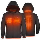 Herren Beheizbare Jacke,Wasserdicht Winddicht warm Softshell Winterjacke mit QC3.0 14400MAH Akku,3 Einstellbar Temperatur Elektrischer Beheizte Jacken für Outdoor Wandern Jagd Motorrad Camping