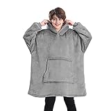 Lushforest Hoodie Sweatshirt, Damen Kapuzenpullover, Riesen-Sweatshirt, Super weich und bequem, Geeignet für Erwachsene, Männer, Frauen, Jugendliche (Grau-Kid), One S