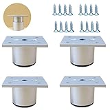 4er Set Möbelfuß Schrankfüße Metall verstellbar Sofafüße Kaffeetischfüße Tischfüße Stuhlfüße Schrankfüße Aluminium-4cm-Weiß