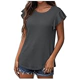 Waffelstrick-Tunika-Tops für Damen, lockere, langärmlige Henley-Shirts mit R