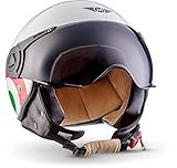 MOTO Helmets® H44 „Italy“ · Jet-Helm · Motorrad-Helm Roller-Helm Scooter-Helm Bobber Mofa-Helm Chopper Retro Cruiser Vintage Pilot Biker Helmet Brille · ECE Visier Schnellverschluss Tasche L (59-60cm)