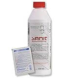 DEWEPRO-Set: SANIT SpülkastenReiniger (3054) - Flasche à 500ml - zur schnellen Reinigung verschmutzter Spülkästen, inkl. 1 St. DEWEPRO® Single Scrub