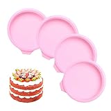 4 Stück Schichtkuchenform, 6inch Regenbogenkuchen Backform, Kuchenform Silikon Rund Backen Silikonformen Auslaufsicher Schichtkuchen-Backform Antihaftbeschichtet Backformen (Rosa)