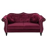 Beliani Stilvolles und Elegantes 2-Sitzer Sofa in Dunkelrot SKIEN