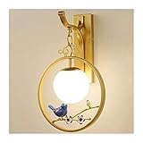 hongbanlemp Wandleuchte Wandleuchte Neue chinesische Art Simple Schmiedeeisen Keramik Blume und Vogeldekoration Wandleuchte Kreative Wanddekoration Wandleuchte Wandstrahler (Color : B)