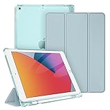 Fintie Hülle für iPad 9. Generation 2021 / 8. Gen 2020 / 7. Gen 2019 10.2 Zoll mit Stifthalter, Ultradünn Leichte Schutzhülle mit transparenter Rückseite Abdeckung mit Auto Schlaf/Weck, Eisb