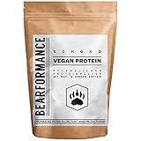 Bearformance Vegan Protein Schoko – Veganes Zwei-Komponenten Eiweißpulver aus hochwertiger Erbsen- Reis-Proteinmischung – Sehr gut lösliches Proteinpulver – 30 Portionen -Schokolade- 900g