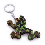 H-Customs Frosch mit Punkten Holz Edel Handmade Schlüsselanhänger Anhäng