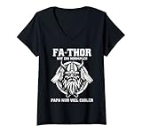 Damen Fa-Thor wie ein normaler Papa Wikinger Krieger Nordmänner T-Shirt mit V