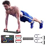 Push Up Board, 12 in 1 faltbares multifunktionales Push Up Rack Board, MeloMall ist ausgestattet mit 2 Widerstandsbändern und 16 rutschfesten Matten, geeignet für männliche und weibliche Heimübung