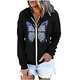PWKNRD Hoodie Damen Winterjacke mit Kapuze Weihnachten Kapuzenpullover Sweatshirt Frauen Freizeit Sport Langarmshirt Casual Bequemes Jacke Mantel Herbst Winter Pullover Elch Druck Sweatjack