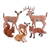 bozitian 6 stücke Miniatur Garten zubehör REH Eichhörnchen Hase Fuchs Figuren Spielzeug tierfiguren Miniatur Garten Dekoration Desktop D