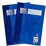Oxford 100050313 Hefte A4 Liniert mit Rand, Lineaur 27, blau, 16 Blatt, 2er Pack