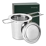 Tea Infuser Edelstahl Teesieb Filter Tea Steeper Diffusor mit Deckel und faltbarem Griff zum Aufhängen am Teekannenbecher-Wasserk