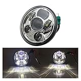 Vings LED-Stirnlampe, Chrom, 14 cm, für Iron 883 Dyna Street Bob FXDB Sportsters (Farbe: mehrfarbig)