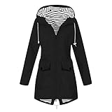 Regenmantel Damen Wasserdicht: Regenjacke Lang Atmungsaktiv Windbreaker Gefüttert Windjacke mit Kapuze Regnet Jacke Wasserfeste Jacke Softshellmantel Regen Parka Regenmantel Outdoorjacke Wanderjack