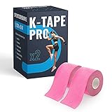K-Tape Pro - Premium Kinesiologie Tape 5cm x 5m - Wasserfest & Elastisch - Kinesiotapes Set in versch. Farben | Physio Tape | Sport Tape (2er Set, Pink)
