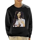 VINTRO Kinder Sweatshirt Reality Star Kim Kardashian Original Portrait von Sidney Maurer, professionell gedruckt Gr. L, jet black