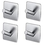 Etime 3M selbstklebender Haken, strapazierfähig, Wandhaken, selbstklebend, Badezimmer, Handtuch, Haken, Küche, Organizer, Zauberhaken, Metall, starke Stange, Bademänteln, Hüten (4 Haken)