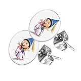 Piersando Ohrstecker Ohrringe Runde Kleine Stecker für Damen oder Kinder Silber mit Minions Agnes Einhorn M