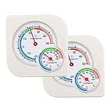 Runfon Mechanisches Hygrometer-Thermometer-Wählscheibe Luftfeuchtigkeitszähler Gartenarbeit Temperaturdetektor 2 stück