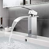 BONADE Badarmatur Wasserfall Wasserhahn Chrom Waschtischarmatur für Bad Mischbatterie Waschbecken Armatur Messing Einhebelmischer für B