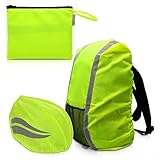 kwmobile Regenschutz Set für Helm Rucksack - Helmüberzug Regenhülle Schulranzen Helmschutz - Schutzhülle Fahrradhelm Ranzen - Unisex