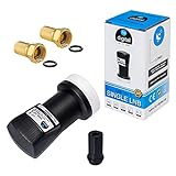 hb-digital Single LNB ( Test SEHR GUT *) LNC Kopf 1 Teilnehmer Direkt LTE Protected Satelliten Digital Sat Full HD TV 3D 4K UHD Kontakte vergoldet Wetterschutz Schwarz Black + 2X F-Steck