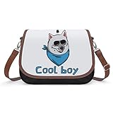 Umhängetaschen aus Bedrucktem Leder Damen Schultertasche Designer Schulranzen mit Verstellbar Schultergurt Cooler Junge C