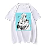 westtrend Anime Banana Fish Bedrucktes T-Shirt Lose Bequeme Kurzarm T-Shirts mit rundem Halsausschnitt für Herren D