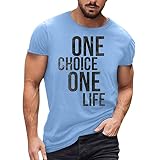 Herren T-Shirt Rundhals Print Tee Regular Fit Crew Neck T-Shirt Atmungsaktives und Schnelltrocknendes Sportshirt mit hö