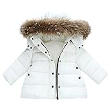 TinaDeer Unisex Baby Mädchen Jungen Winterjacke mit Pelzkragen Kapuze Winter Jacke Mantel Daunenjacke Daunenmantel Steppjacke Outwear Warme Oberbekleidung 1-6 Jahre (Weiß, 140)