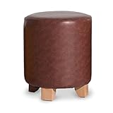 LYQQQQ Sofa Hocker Fußhocker PU Ottomane Runde Puff Holz Ändern Schuh Hocker Gepolsterte Make-Up Hocker Arbeitszimmer Wohnzimmer Esszimmer (Color : Yellow, Size : 29 * 29CM)