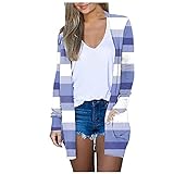 Women's Stitching Color Matching Cardigan Outwear Long Sleeve Printing Fashion Casual Pockets Jacket (Purple, XXXXL)