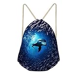 NDISTIN Rucksack mit Kordelzug, für Herren, Damen, Teenager, Fitnessstudio, Sportschuhe, Umhängetasche, Tiermuster, Delfin, Einheitsgröße, Kordelzug