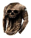 Herren Skull Print Tshirt Vintage Distressed Outdoor Tactics T Shirts Langarm Sport Hip Hop T Shirts Farbe1 5XL