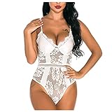 SumLeiter Damen Sexy Dessous Reizwäsche Bodysuit Tiefer V-Ausschnitt Negligee Gehöhlte Spitze Unterwäsche Babydoll Lingerie Erotic Babydoll Sexy Pyjamas Rückenfrei Lingerie mode Nachtw