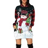 CHUNSE Strickpullover-Damen Weihnachtshemd Weihnachten Langarmtasche Langarm Ugly Christmas Pullover Weihnachts Pulli Hüfttasche Print Dünnes Modek