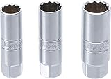BGS 6858 | Zündkerzen-Einsatz-Satz Zwölfkant | 3-tlg. | 10 mm (3/8') | SW 14 - 16 - 18 mm | Zündkerzenschlü