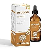 ERBOTECH Propolis mit Tropfer 30 ml, Urtinktur, 100% reiner Extrakt, natürliches Heilmittel gegen Halsschmerzen und Husten, trägt zum Wohlbefinden der oberen Atemwege bei, Made in Italy