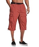 MAGCOMSEN Männer 3/4 Hosen Baumwolle Kurz Sommerhose Army Hose Herren Cargo Taschen Stoffhose Outdoor Leichte Arbeitshose Lässige Kurze Hose mit Multi Taschen Rot 40