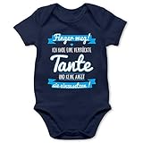 Shirtracer Statement Sprüche Baby - Ich Habe eine verrückte Tante Blau - 3/6 Monate - Navy Blau - Babybody Tante sprueche - BZ10 - Baby Body Kurzarm für Jungen und M