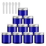 TIANZD 12 Stück Kleine 80 ml Blau Kunststoff Leere Cremedose Dose mit Silber Deckel 80 g Leerdose Schraubdose Blechdosen Kosmetische Behälter Tiegel, 6 Stück Sp