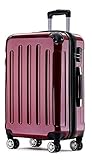BEIBYE Hartschalen Koffer Trolley Rollkoffer Reisekoffer 4 Zwillingsrollen Polycabonat (Rot, 66cm - 70L)