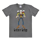 Logoshirt Comic - Cowboy - Lucky Luke - Showdown - T-Shirt Herren - grau - Lizenziertes Originaldesign, Größe L